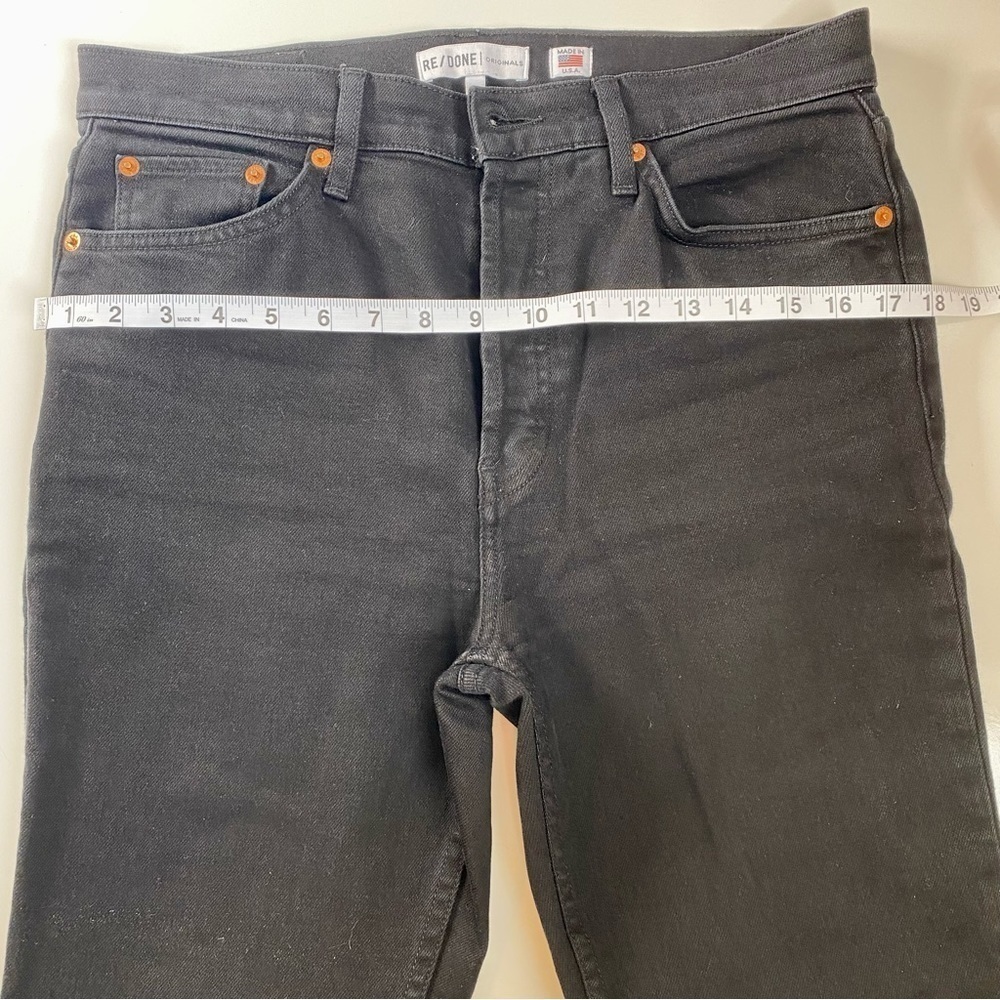 REDONE Black High Waisted  Jeans Comfort Stretch High Rise Ankle Crop - Picture 12 of 14